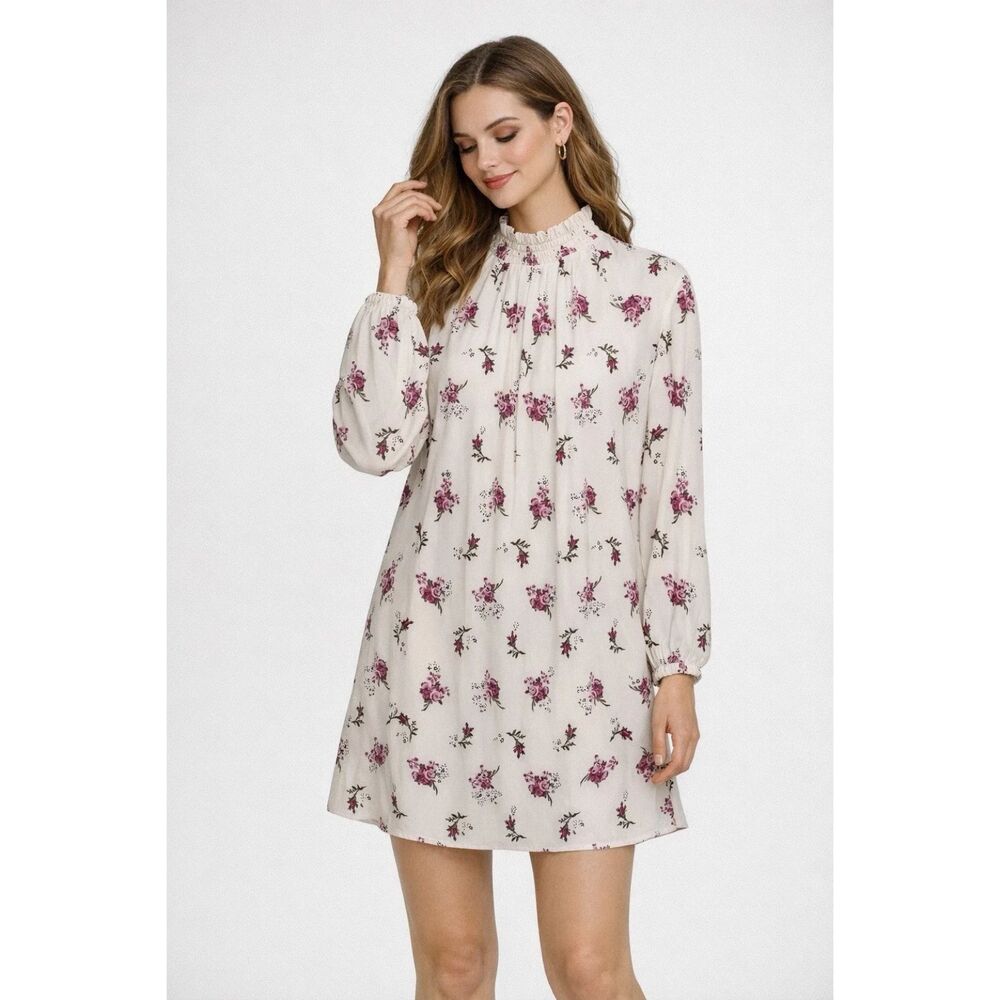 Maje Risoula Dress Womens Sz 36 S Floral Mini High Neck Baby Doll Feminine New